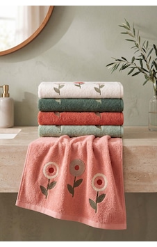 Luna Çiçek Nakışlı %100 Pamuklu 5'li Havlu Seti 50x90 Cm Çok Renkli Luna Çiçek Nakışlı %100 Pamuklu 5'li Havlu Seti 50x90 Cm Çok Renkli