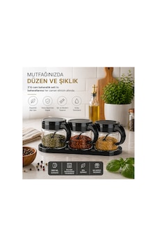 Emilahome Lily Cam Baharatlık 3'lü Set Siyah - 869635809 Diğer