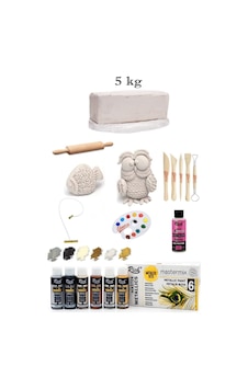 Vakumlu Çamuru Beyaz 5 Kg Rich Master Mix 60cc Akrilik 6'lı Metalik Renk Seramik Başlangıç Seti Vakumlu Çamuru Beyaz 5 Kg Rich Master Mix 60cc Akrilik 6'lı Metalik Renk Seramik Başlangıç Seti