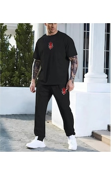 Tarzyeri Unisex Baskılı Cepli Eşofman Takımı - Siyah 001 Tarzyeri Unisex Baskılı Cepli Eşofman Takımı - Siyah 001