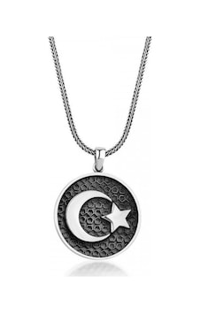 925 Ayar Gümüş Ay Yıldız Tasarım Erkek Kolye 925 Ayar Gümüş Ay Yıldız Tasarım Erkek Kolye