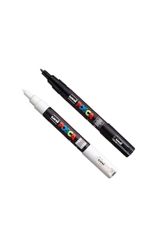 Tr Uni Posca Pc-3m Marker Keçeli Kalem 2'li Set, Siyah Ve Beyaz Tr Uni Posca Pc-3m Marker Keçeli Kalem 2'li Set, Siyah Ve Beyaz