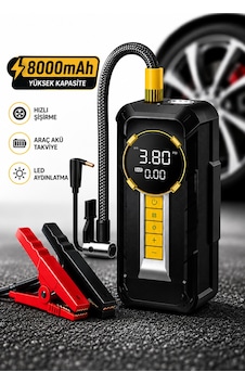 Akü Takviye Cihazı Araç Hava Kompresörü 1000a 150 Psı 8000 Mah
