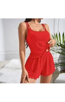 Ece's Design Askılı Yazlık Rahat Spor Şortlu Pijama Takımı Nefes Alabilir Konforlu Set W2002 Kırmızı Ece's Design Askılı Yazlık Rahat Spor Şortlu Pijama Takımı Nefes Alabilir Konforlu Set W2002 Kırmızı