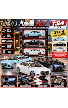 Audi A7 Metal 1:24 Ölçek Oyuncak Araba Sesli Işıklı Çek Bırak Spor Sedan Audi A7 Metal 1:24 Ölçek Oyuncak Araba Sesli Işıklı Çek Bırak Spor Sedan