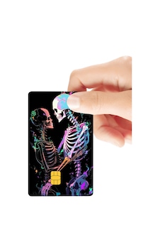 İskeletlerin Aşkı Temalı Parlak Kredi/banka Kart Kaplama Sticker Standart İskeletlerin Aşkı Temalı Parlak Kredi/banka Kart Kaplama Sticker Standart