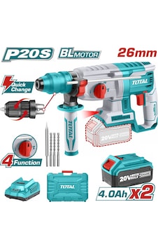 Total TRHLI202289 P20S 20V 4 Ah Çift Akülü Kömürsüz Motor Kırıcı Delici Total TRHLI202289 P20S 20V 4 Ah Çift Akülü Kömürsüz Motor Kırıcı Delici