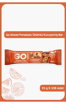 Go Ahead Portakallı, Üzümlü Ve Bitter Çikolatalı Kuruyemiş Bar - 35 Gram - 108 Adet