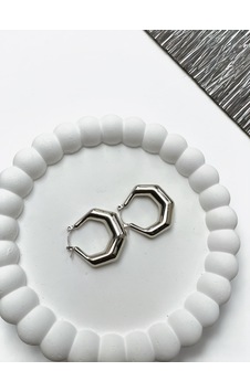 Kadın Çelik Göz Alıcı Geometrik Küpe Gümüş Kadın Çelik Göz Alıcı Geometrik Küpe Gümüş