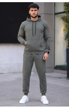 Oada Erkek İki İplik Kapüşonlu Kanguru Cepli Sweatshirt Jogger Pantolon Alt Üst Eşofman Takımı - Haki Oada Erkek İki İplik Kapüşonlu Kanguru Cepli Sweatshirt Jogger Pantolon Alt Üst Eşofman Takımı - Haki