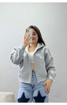 Belendir Kadın 3 İplik Kompakt Oversize Fleto Cepli Sweat Gri Açık Gri Belendir Kadın 3 İplik Kompakt Oversize Fleto Cepli Sweat Gri Açık Gri