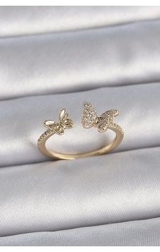 Pirinç Gold Renk Ayarlanabilir Zirkon Taşlı Kelebek Model Kadın Yüzük Çok Renkli Pirinç Gold Renk Ayarlanabilir Zirkon Taşlı Kelebek Model Kadın Yüzük Çok Renkli