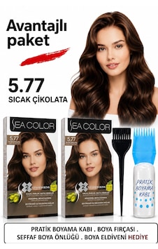 Sea Color Set Saç Boyası 5.77 Sıcak Çikolata 2 Li 2 Kutu+pratik Boya Kabı Sea Color Set Saç Boyası 5.77 Sıcak Çikolata 2 Li 2 Kutu+pratik Boya Kabı