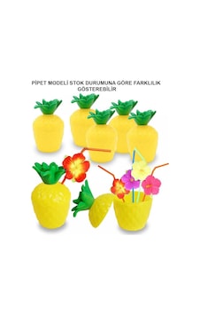 Ananas Hawaii Luau Aloha Pipetli İçecek Kabı Bardak 10x13 Cm 1 Adet Renkli Ananas Hawaii Luau Aloha Pipetli İçecek Kabı Bardak 10x13 Cm 1 Adet Renkli