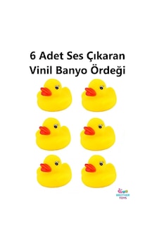 6 Adet Ses Çıkaran Vinil Ördek Banyo Oyuncağı Sevimli Ördekler 5 Cm.