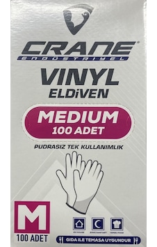 Crane Pudrasız Tek Kullanımlık Eldiven Beyaz M 100'lü