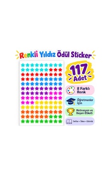117'li Renkli Yıldız Sticker Öğretmen Ödül Ve Motivasyon Etiketi Yuvarlak Çıkartma Çok Renkli 117'li Renkli Yıldız Sticker Öğretmen Ödül Ve Motivasyon Etiketi Yuvarlak Çıkartma Çok Renkli