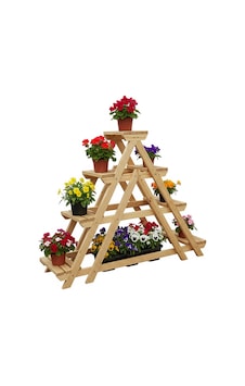 Masif Ahşap 4 Katlı Merdiven Çiçeklik - Bahçe Balkon Standı 120x120 Cm Bej Masif Ahşap 4 Katlı Merdiven Çiçeklik - Bahçe Balkon Standı 120x120 Cm Bej