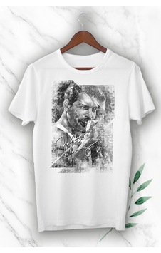 Flood Of Style Erkek Vintage Baskılı Freddie Mercury Unısex Beyaz Tişört Flood Of Style Erkek Vintage Baskılı Freddie Mercury Unısex Beyaz Tişört