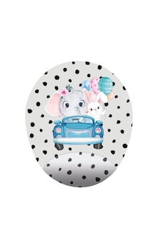 Yavru Fil Ve Tavşan - Baskılı Özel Tasarım Oval Mouse Pad Mousepad Yavru Fil Ve Tavşan - Baskılı Özel Tasarım Oval Mouse Pad Mousepad