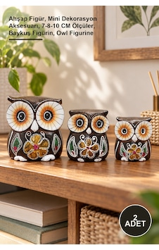 2 Adet Ahşap 3'lü Baykuş Seti Ahşap Figür, Mini Dekorasyon Aksesuarı, 7-8-10 Cm Ölçüler, Baykuş Figürin, Owl Figurine 2 Adet Ahşap 3'lü Baykuş Seti Ahşap Figür, Mini Dekorasyon Aksesuarı, 7-8-10 Cm Ölçüler, Baykuş Figürin, Owl Figurine