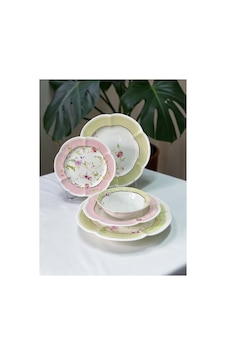 Pink Bloom Yemek Takımı 24 Parça Pembe