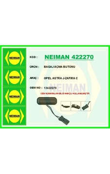 Neıman 422270 Bagaj Açma Butonu Düğme-swici Opel Astra J 10 15-zafıra C 10 18 13422270-13359895-1241459 Adet Neıman 422270 Bagaj Açma Butonu Düğme-swici Opel Astra J 10 15-zafıra C 10 18 13422270-13359895-1241459 Adet