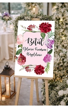 Kırmızı Çiçekli Düğün, Nişan Ve Söz Karşılama Panosu 50x70 Cm Kırmızı Çiçekli Düğün, Nişan Ve Söz Karşılama Panosu 50x70 Cm