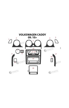Volkswagen Caddy Torpido Kaplama 2010 18 Parça Karbon