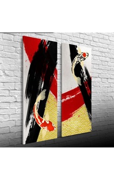 Ying Yang Iki Parça Canvas Tablo 30x70