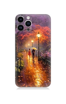 Apple Uyumlu iPhone 14 Pro  Yağmurlu Park Desenli Silikon Kılıf