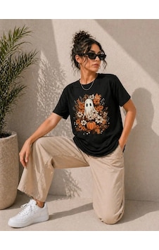 Modi Green New Balkabağı Hayalet Baskılı Tişört Kısa Kol Yazlık T-shirt - Siyah Modi Green New Balkabağı Hayalet Baskılı Tişört Kısa Kol Yazlık T-shirt - Siyah