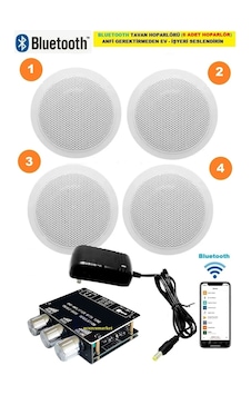 Tavan Hoparlör Seti Bluetooth Özellikli 4 Tavan Hoparlör Amfi Kullanmaya Gerek Yok