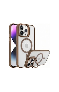 Apple Uyumlu iPhone 11 Magsafe Stantlı Premium Kılıf Lens Kahverengi Apple Uyumlu iPhone 11 Magsafe Stantlı Premium Kılıf Lens Kahverengi