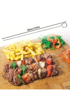 10 Adet Paslanmaz Çelik Mangal Şişi Seti 20 Cm Metal Çöp Şiş Ve Izgara Şişleri 04934398
