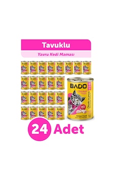 Bado Yavru Kedi Yaş Maması Tavuk Etli 400gr 24lü Bado Yavru Kedi Yaş Maması Tavuk Etli 400gr 24lü