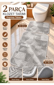 Slc Home Lüx Banyo Seti / Klozet Takımı Kaydırmaz Taban 2 Parça 50cmx60cm Ve 60cmx100cm Makinada Yıkanabilir Gri - 939960422 Gri Slc Home Lüx Banyo Seti / Klozet Takımı Kaydırmaz Taban 2 Parça 50cmx60cm Ve 60cmx100cm Makinada Yıkanabilir Gri - 939960422 Gri