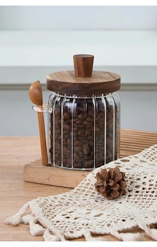 Mien Akasya Kapak Ve Kaşıklı Borosilikat Cam Kavanoz 450 Ml 0123 Şeffaf - Kahverengi Mien Akasya Kapak Ve Kaşıklı Borosilikat Cam Kavanoz 450 Ml 0123 Şeffaf - Kahverengi
