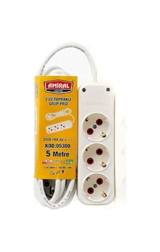 Amiral 3' Lü Topraklı 5 Metre Kablolu Grup Priz Diğer Amiral 3' Lü Topraklı 5 Metre Kablolu Grup Priz Diğer