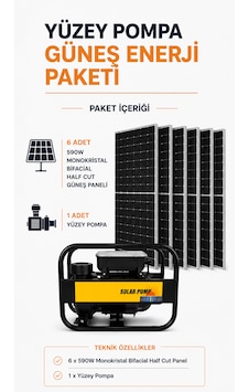 6 Panelli Yüzelsel Pompa Güneş Enerji Paketi 6 Panelli Yüzelsel Pompa Güneş Enerji Paketi
