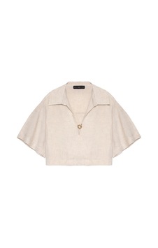 Olla Collection Gömlek Yakalı Crop Bluz Natur Natural Olla Collection Gömlek Yakalı Crop Bluz Natur Natural