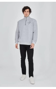 Vexor Erkek Yarım Fermuarlı Baskılı Sweat - Gri Vexor Erkek Yarım Fermuarlı Baskılı Sweat - Gri