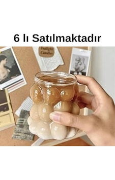 6'lı Isıya Dayanıklı Borosilikat Boncuk Şekilli Bardak Kahve Ve Sunum Bardağıı Şeffaf 6'lı Isıya Dayanıklı Borosilikat Boncuk Şekilli Bardak Kahve Ve Sunum Bardağıı Şeffaf
