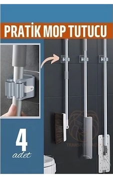 Yapışkanlı Pratik Mop Tutucu 4 Adet Çok Renkli Yapışkanlı Pratik Mop Tutucu 4 Adet Çok Renkli