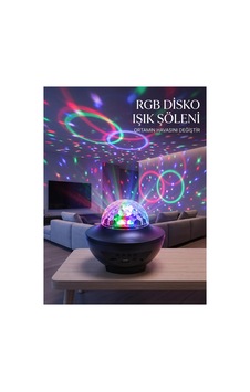 Rgb Bluetooth Disko Lambası Dahili Hoparlörlü Müzikli Parti Işığı Usb Ve Tf Kartlı Renk