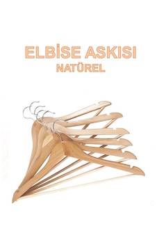 Naturel Ahşap Askı 6 Adet Pantolon Askısı Natürel