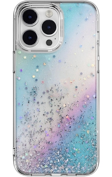 Apple Uyumlu iPhone 14 Pro Max Kılıf Parlayan Simli Şeffaf Lisanslı Switcheasy Starfield Kapak Colorful