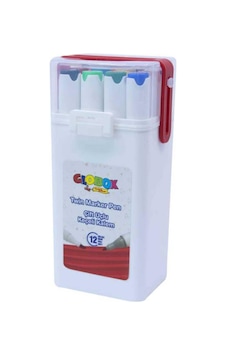 Globox Twin Marker Set Çift Uçlu Keçeli Kalem 12 Renk Plastik Çantalı Globox Twin Marker Set Çift Uçlu Keçeli Kalem 12 Renk Plastik Çantalı