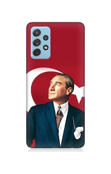 Samsung Galaxy A52 Uyumlu Mustafa Kemal Atatürk Ve Bayrak Desenli Silikon Kılıf Samsung Galaxy A52 Uyumlu Mustafa Kemal Atatürk Ve Bayrak Desenli Silikon Kılıf