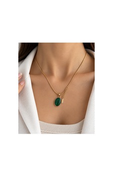 316l Çelik Gold Kadın Kolye Yeşil Oval Taşlı Minimal Kolye Altın Altın 316l Çelik Gold Kadın Kolye Yeşil Oval Taşlı Minimal Kolye Altın Altın